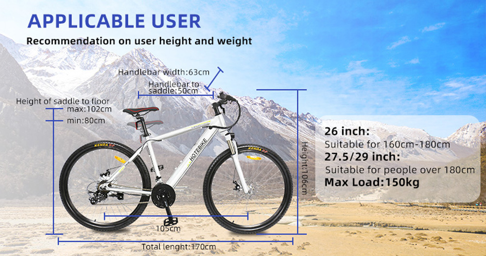 26 Electric Mountain Bike – 350W Motor, 50-Mile Range, Hidden Battery Design - Mountain Electric Bike - 5
