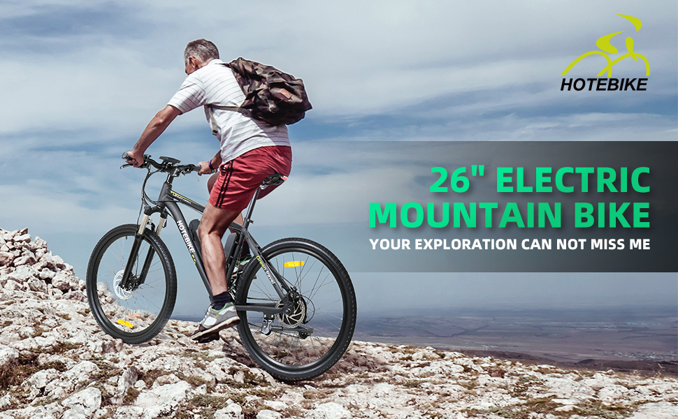 HOTEBIKE 26 Electric Mountain Bike for Adults – 36V 350W Brushless Motor, 30-50 Mile Range, Shimano 21-Speed & Removable Battery - Electric Bike Europe - 1