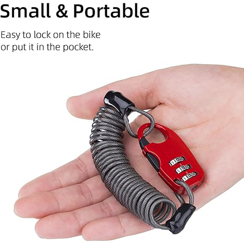 Mini Anti-Theft Bike Cable Lock – Portable 3-Digit Resettable Combination Lock for Helmet, Luggage, and Bicycle Security - Bike Lock - 3