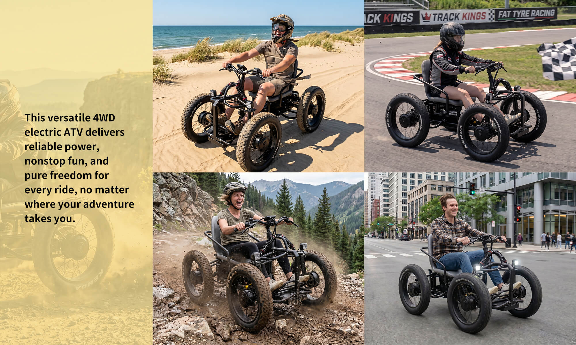 HOTEBIKE 5000W 4WD Electric ATV | All-Terrain Off-Road Quad - Fat Tire Electric Bike - 6